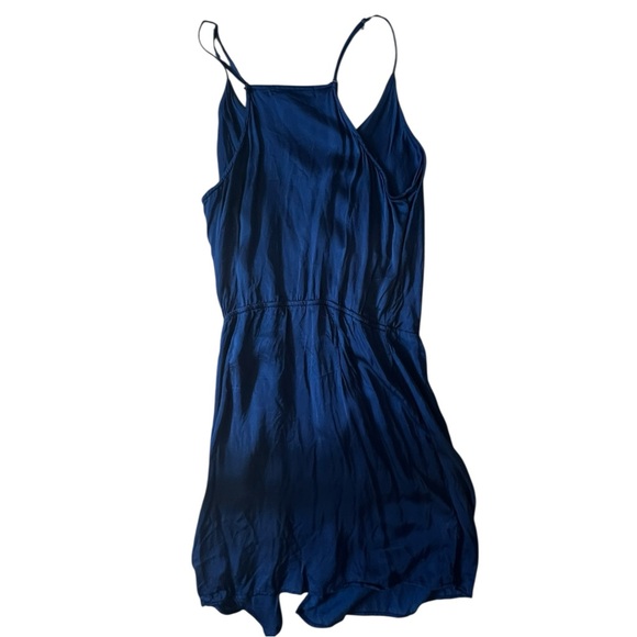 Young Fabulous & Broke Deep Blue Satin Wrap Mini Dress EUC M - Picture 5 of 7